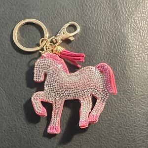 Pink Pony Horse Keychain with Rhinestones